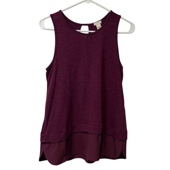 J.Crew Womens Small Purple Tank Blouse Ruffle Bottom Career‎ Stretchy Casual - Picture 1 of 7